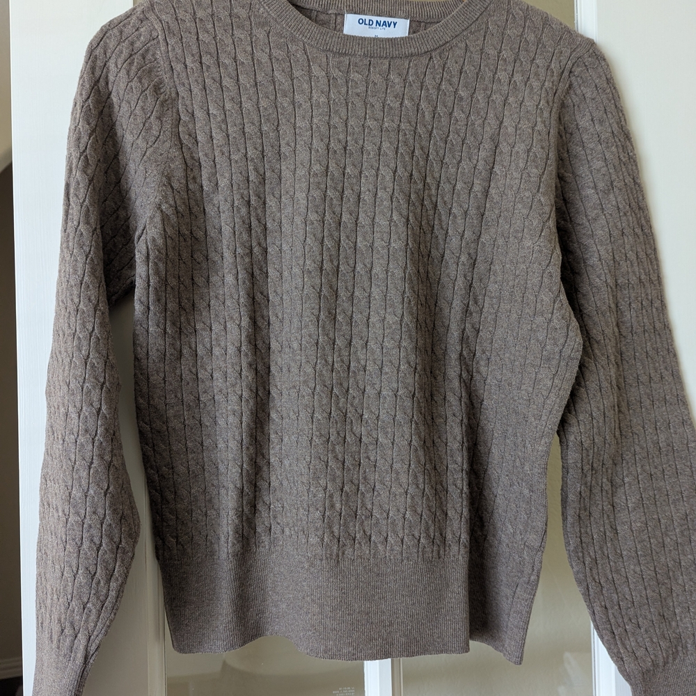 Old Navy Men’s Cable Knit Crewneck Sweater - Taupe Brown